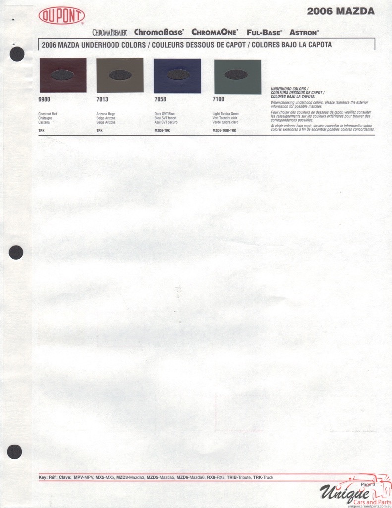 2006 Mazda Paint Charts DuPont 3